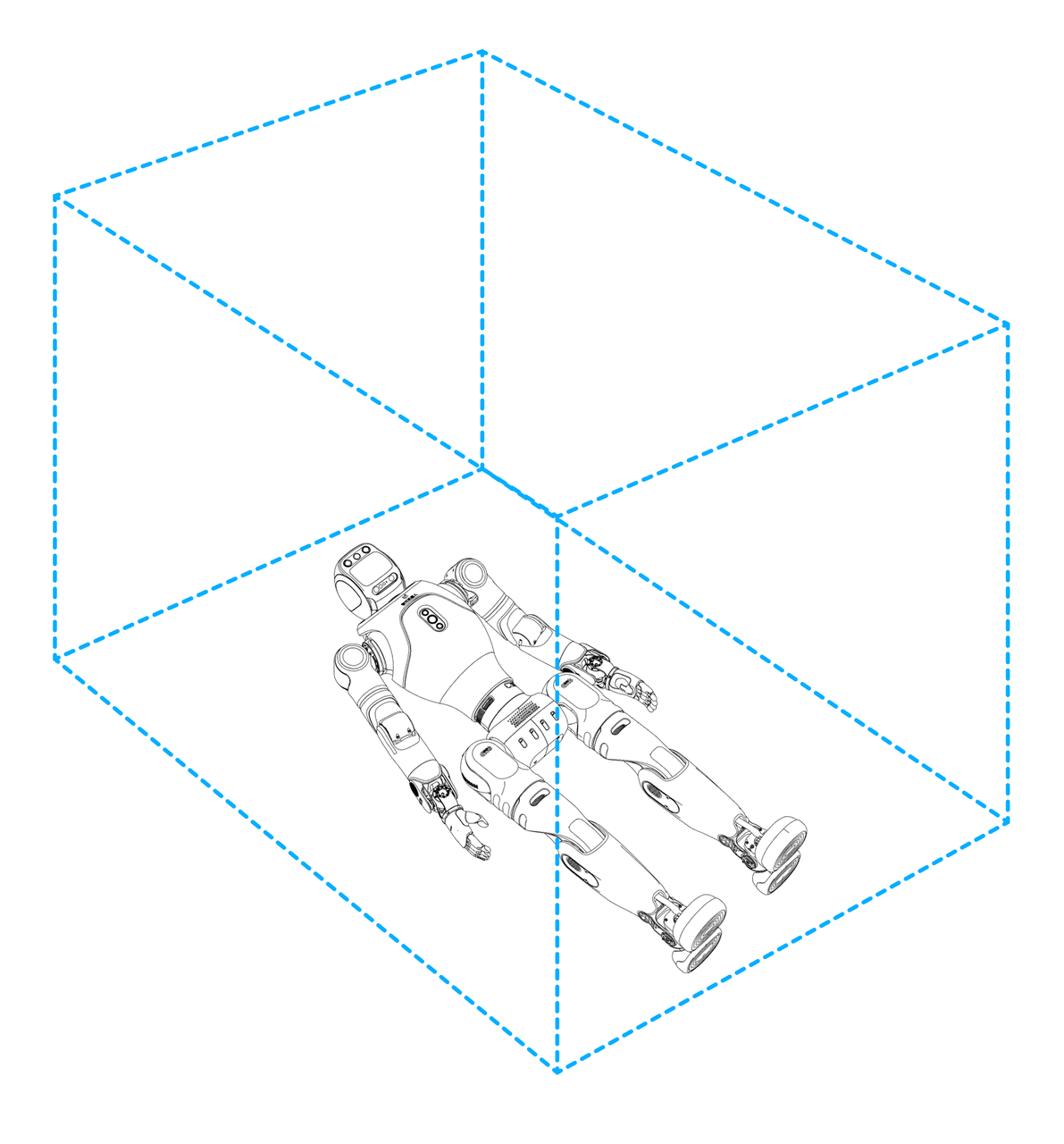 Step 4: Before the robot switches from a lying position to a standing position, make sure there are no obstacles within its standing area.