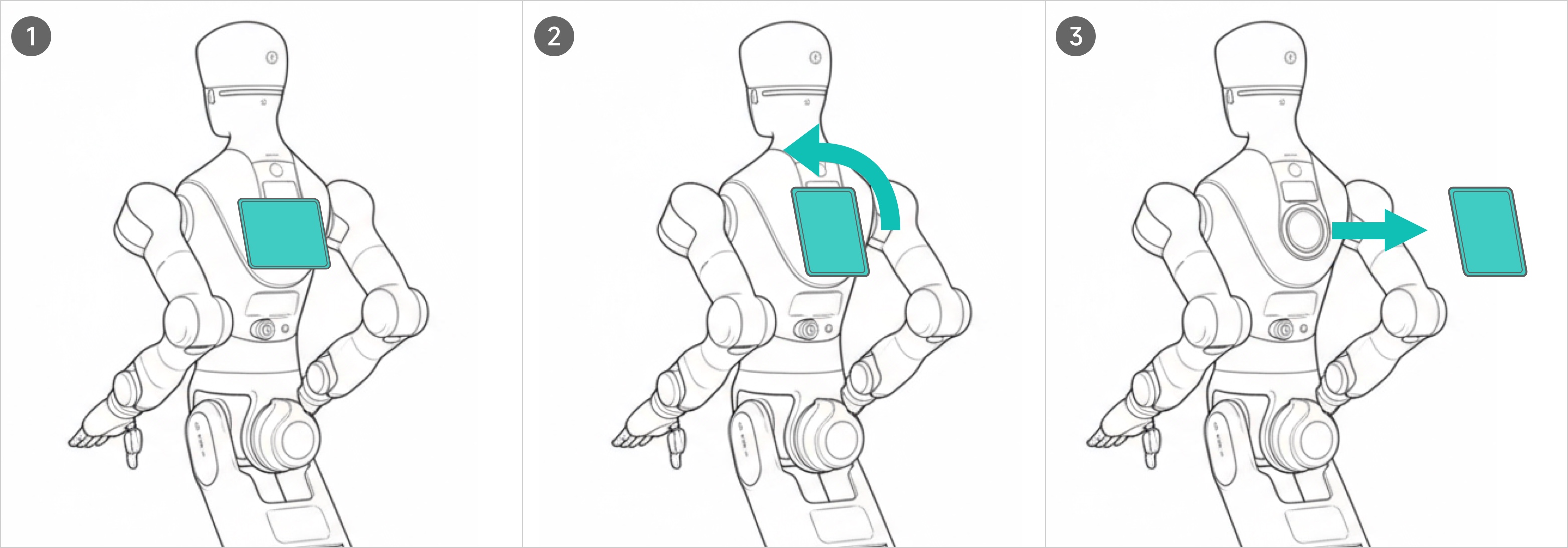You can follow this procedure to remove the pad from the robot; to reinstall it, simply follow the steps in reverse order.